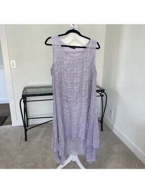 Grizas Purple Silk Dress Tank Sharkbite Hem Tiered Lagenlook Sz L Light Weight
